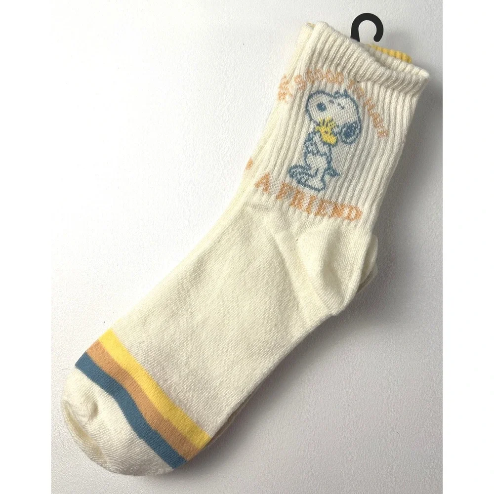 NEW Peanuts Snoopy Mid Crew Socks Kids unisex 9-11 2-Pack Woodstock Comfy